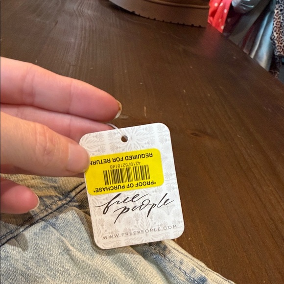 Free People Light Blue Button-Up High Waist Shorts - Picture 2 of 6